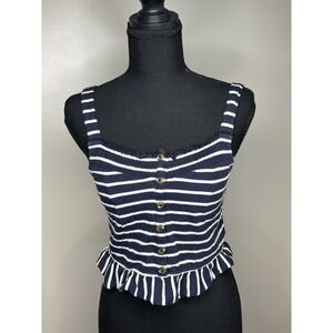 American Eagle Outfitters Woman's Blue White Striped Sleeveless Tank Top Size XS
